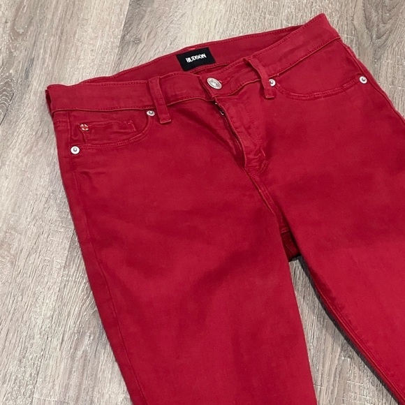 EUC Women’s US 29 HUDSON Red Distressed Cotton Stretch Staple Jeans Denim Pants - Picture 3 of 14